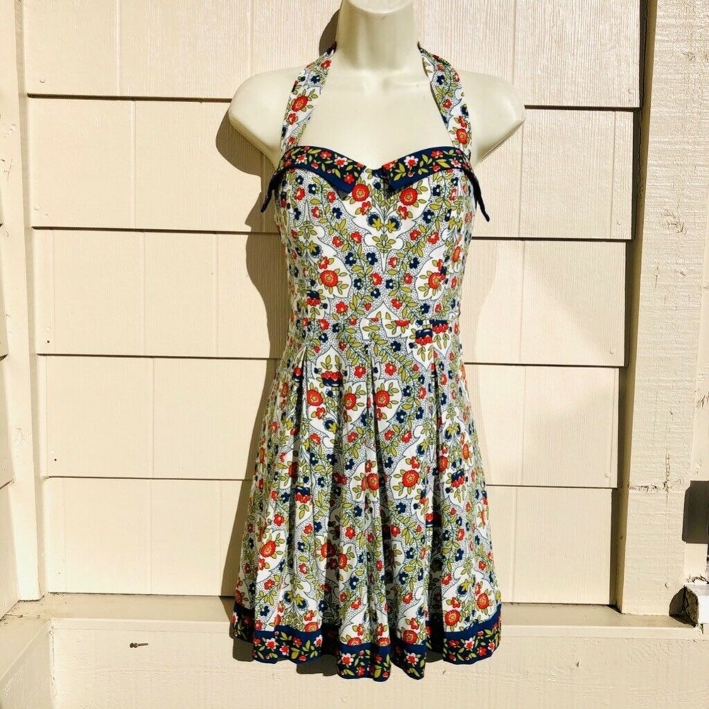 Tigerlily Dress White Blue Green Floral Tie Halter